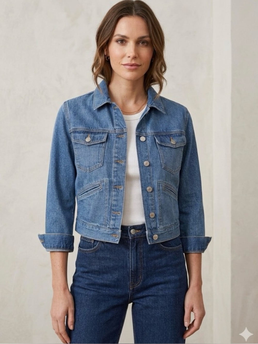 Etoile Isabel Marant Kiley Denim Jacket Women’s Blue 3/4 Sleeve Crop